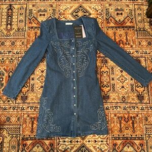 Avec Les Filles Embroidered Western Denim Top